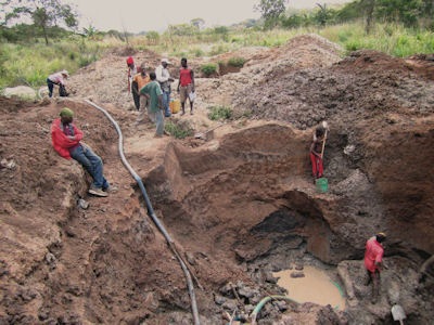 A placer gold operation in northern Tanzania